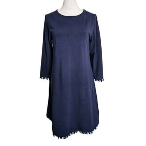 Spartina 449 Island Fringe Dress Womens Medium Blue Stretch Resort Coastal